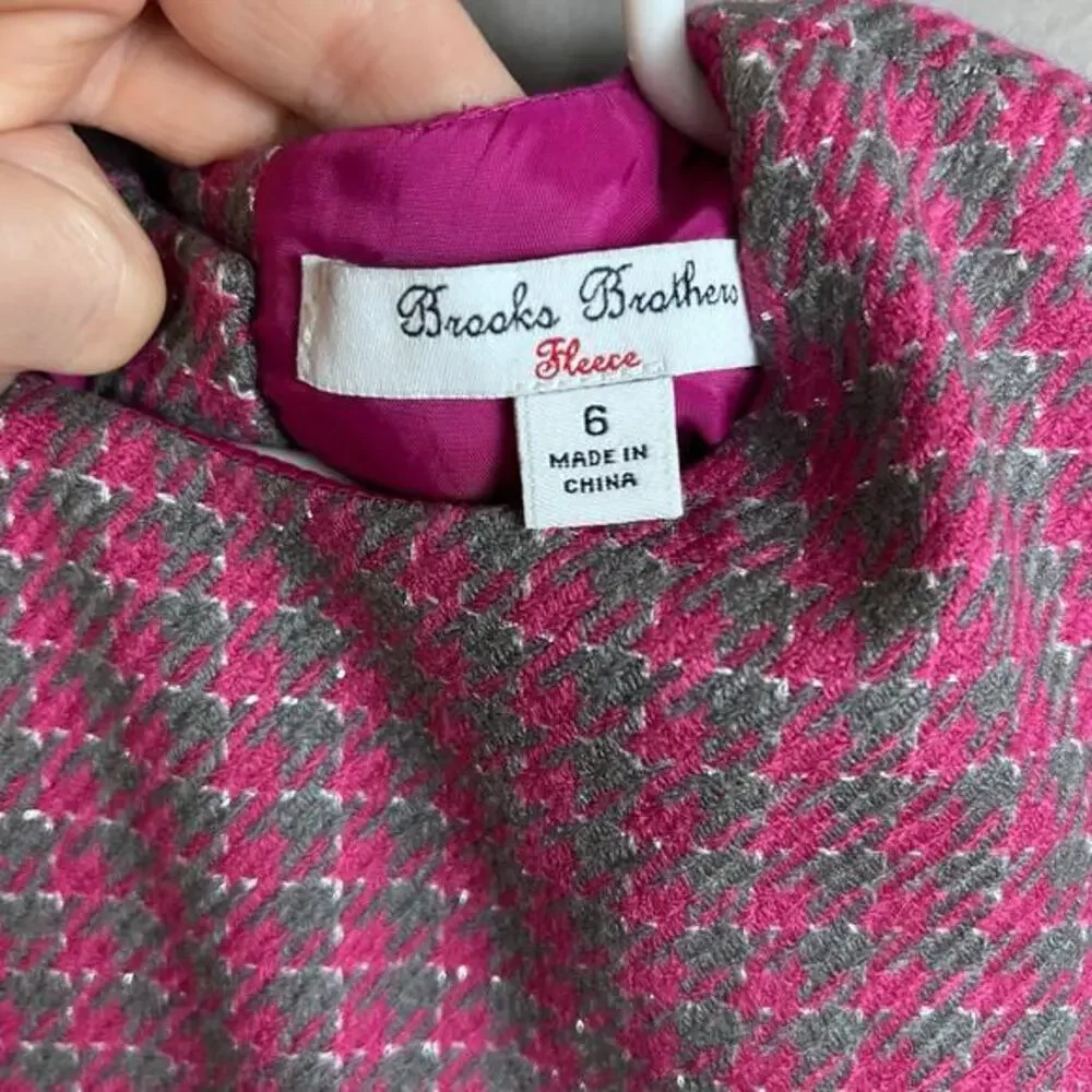 Brooks Brothers‎ Dress Girls size 6 Pink & Grey Plaid Tweed Coverall